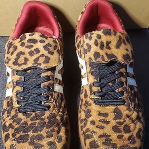 Leopard Print Sneakers with Red Interior